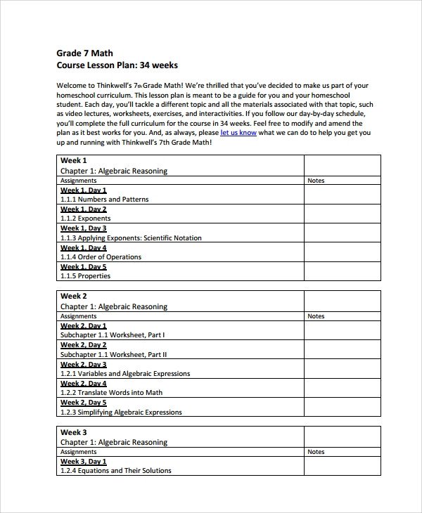 Math Lesson Plan Template Sample Math Lesson Plan Template 10 Free Documents