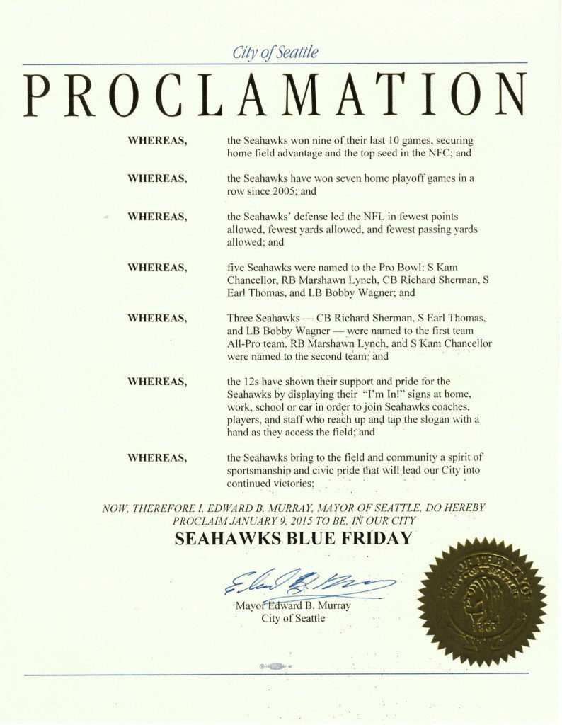 Mayoral Proclamation Template Seahawks Archives Mayor Murray