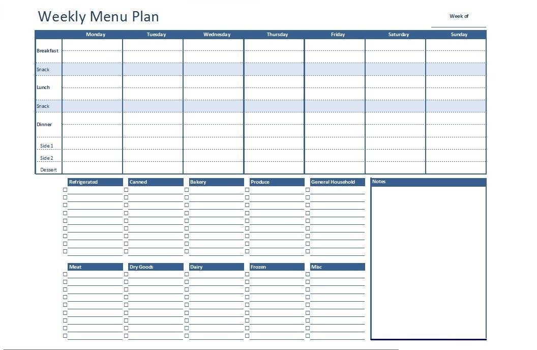 Meal Plan Excel Template Meal Plan Template Excel