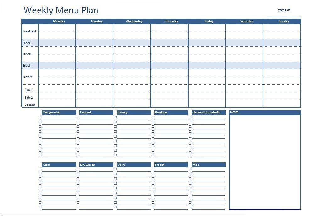 Meal Plan Template Excel Free Excel Weekly Menu Plan Template Dowload