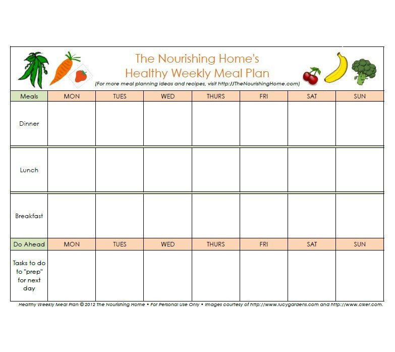 Meal Plan Template Free 40 Weekly Meal Planning Templates Template Lab