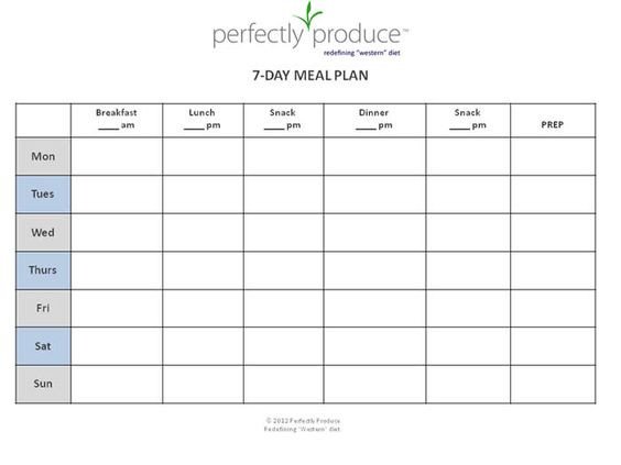 Meal Plan Template Free 7 Day Meal Planner Template