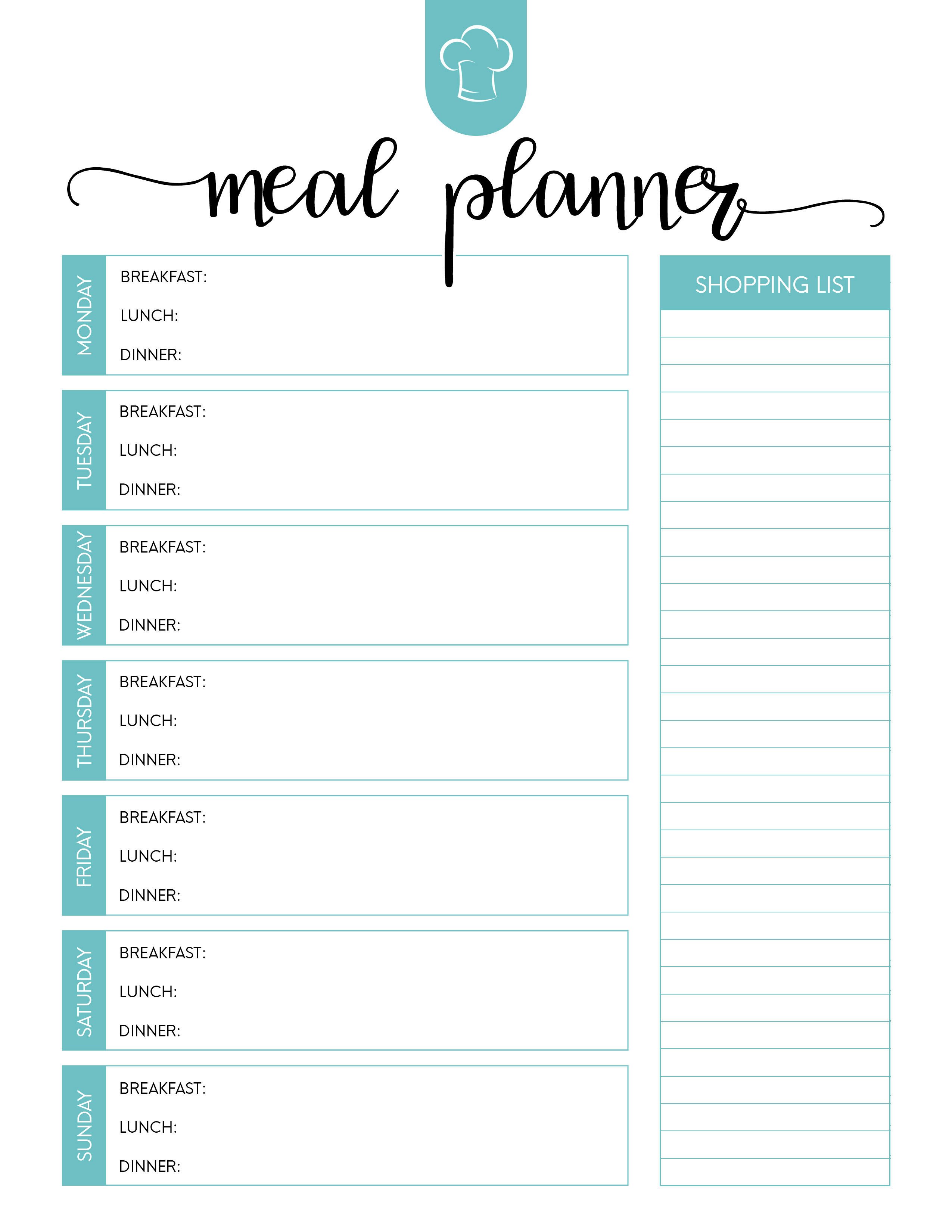 Meal Plan Template Free Free Printable Meal Planner Set the Cottage Market