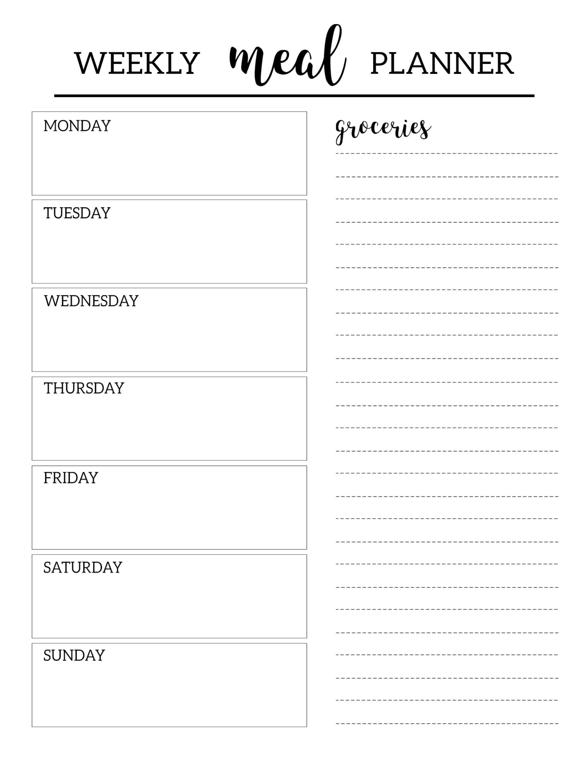 Meal Plan Template Free Free Printable Meal Planner Template Paper Trail Design