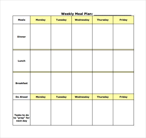 Meal Planning Calendar Template 18 Meal Planning Templates Pdf Excel Word