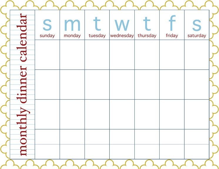 Meal Planning Calendar Template 28 Useful Printable Monthly Meal Planners