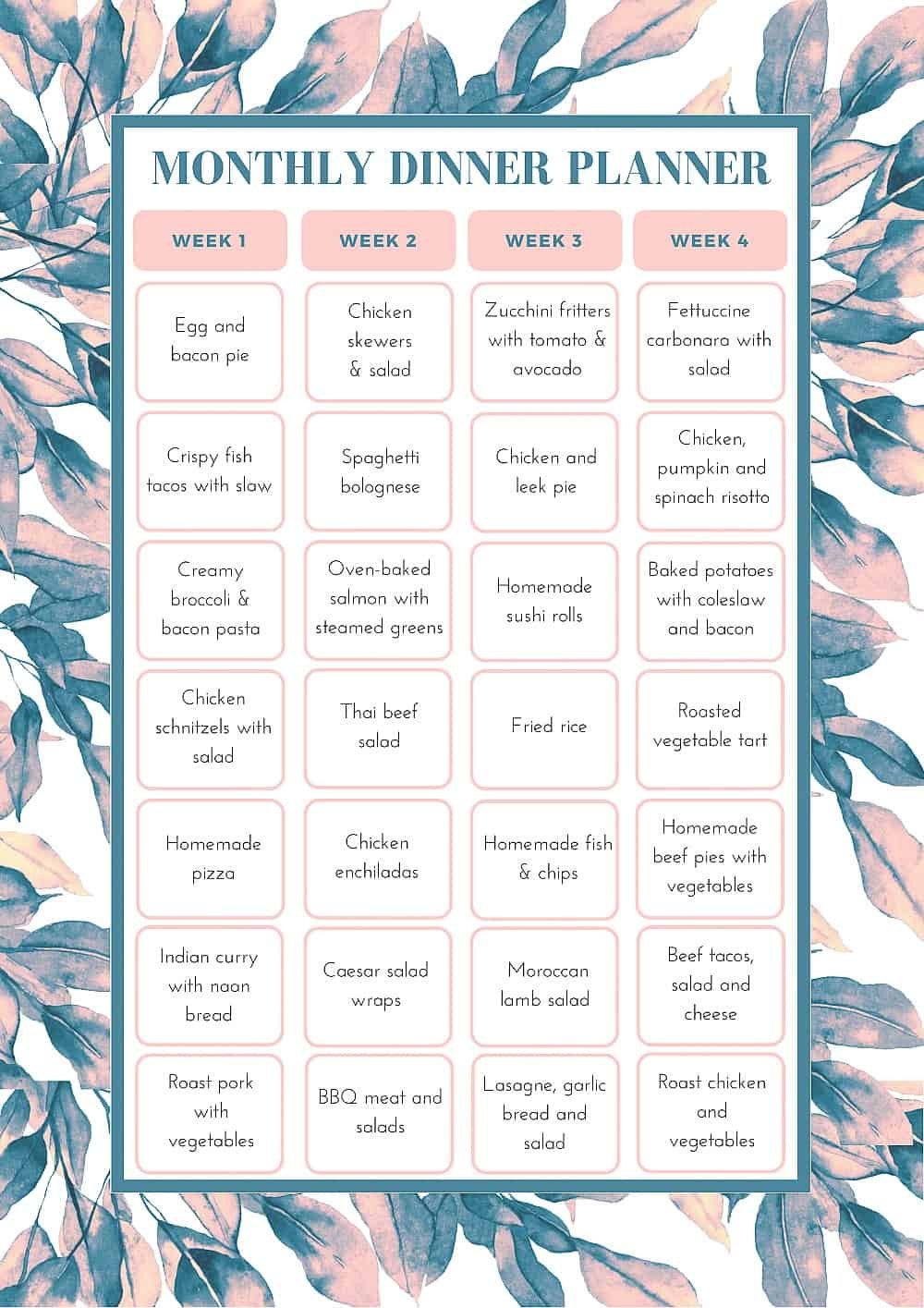 Meal Planning Calendar Template Free Monthly Meal Planning Template Bake Play Smile