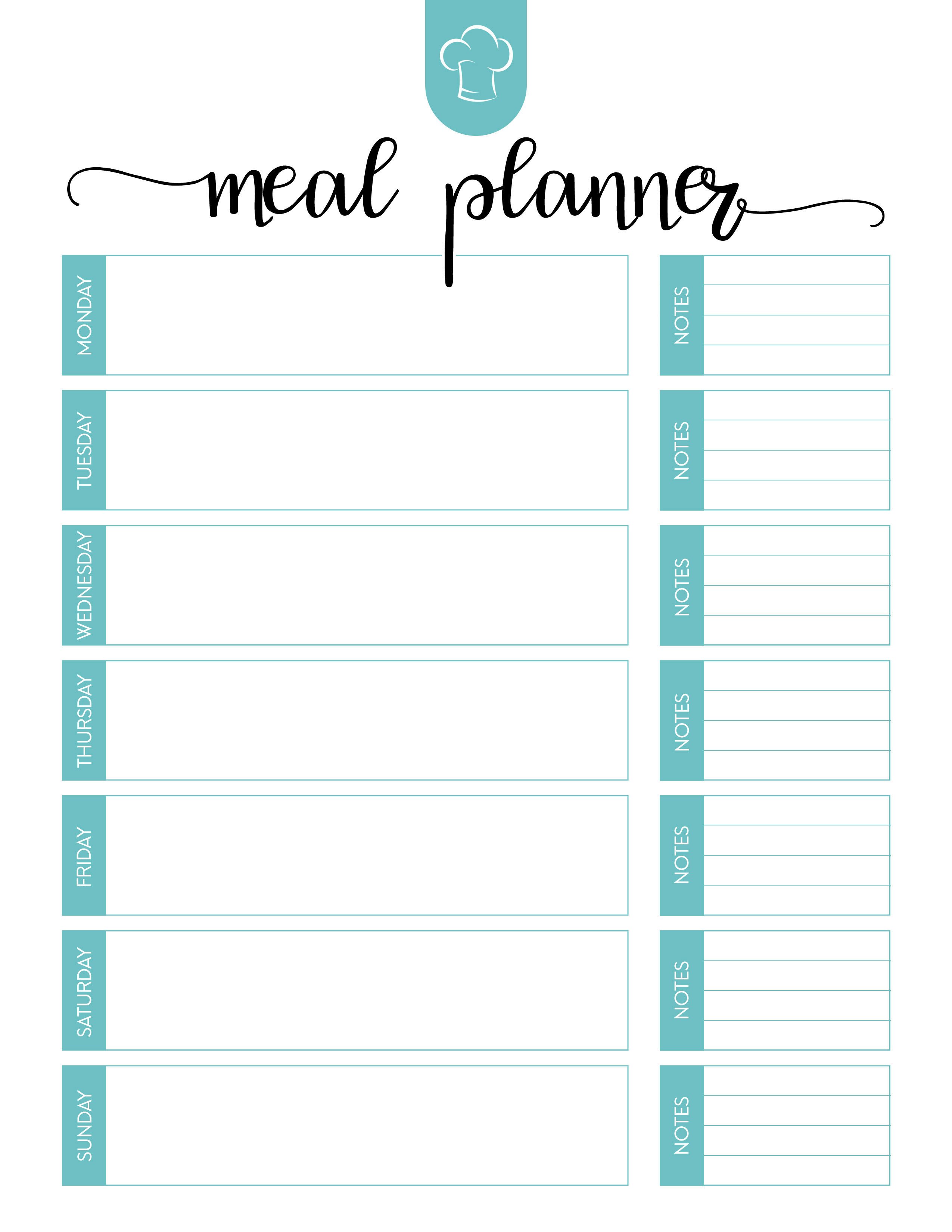 Meal Planning Calendar Template Free Printable Meal Planner Set the Cottage Market