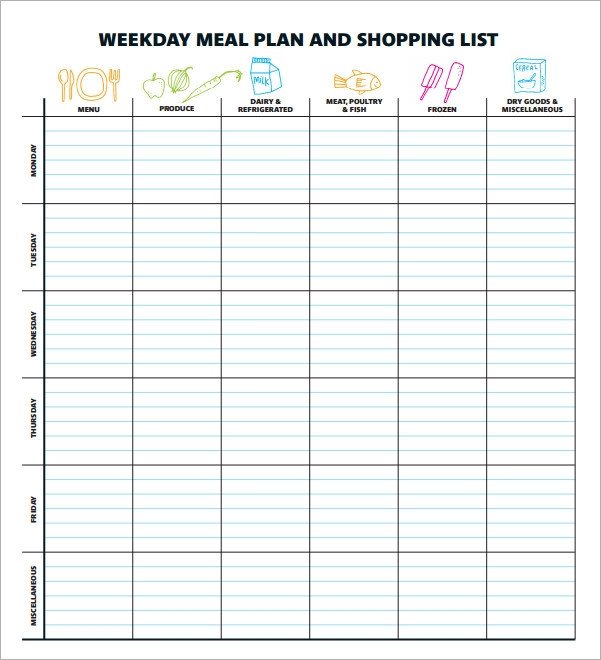 Meal Planning Template Excel 18 Meal Planning Templates Pdf Excel Word
