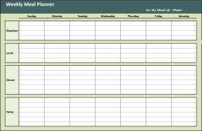 Meal Planning Template Excel Meal Planner