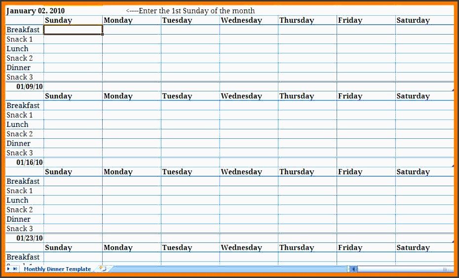 Meal Planning Template Excel Monthly Meal Plan Excel Template Archives