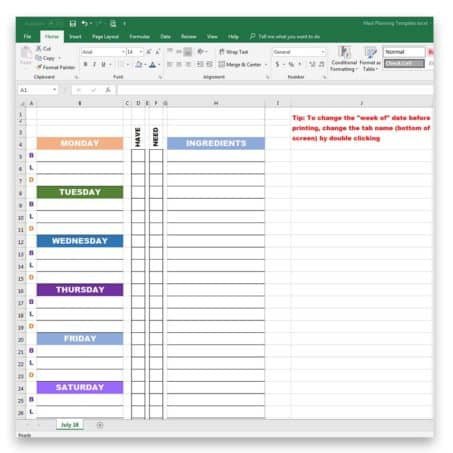 Meal Planning Template Excel the 15 Best Free &amp; Paid Meal Planning Templates