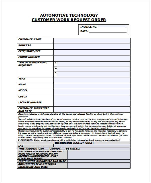 Mechanic Work order Template 10 Work order Templates Pdf Apple Pages