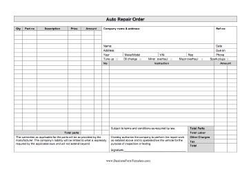 Mechanic Work order Template This Business form Can Be Used by A Garage or Auto