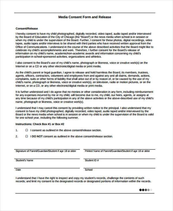 Media Release form Template Release form Templates