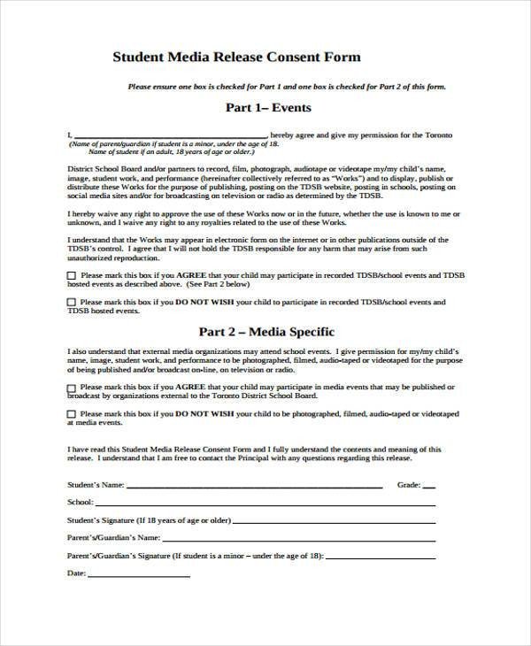 Media Release forms Template Release form Templates