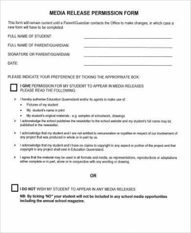 Media Release forms Template Sample Media Release form 10 Examples In Word Pdf