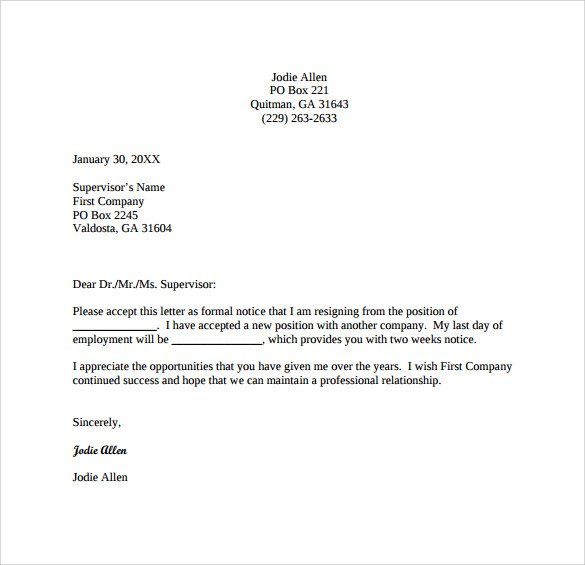 Medical assistant Resignation Letter 15 Resignation Letter 2 Week Notice Pdf