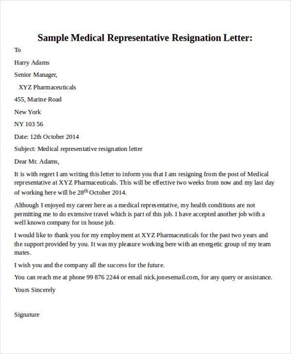 Medical assistant Resignation Letter 30 Resignation Letter formats &amp; Templates Pdf Doc