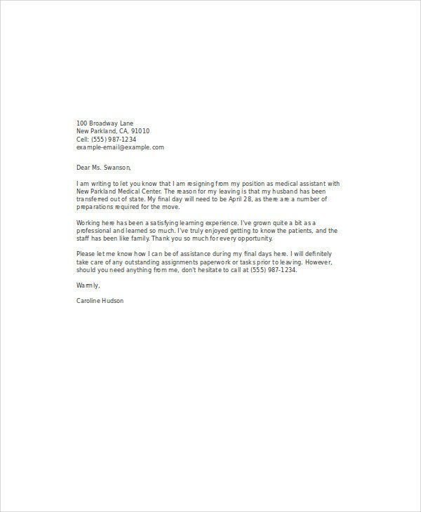 Medical assistant Resignation Letter 35 Simple Resignation Letter Samples