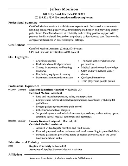 Medical assistant Resume Templates Best Medical assistant Resume Example