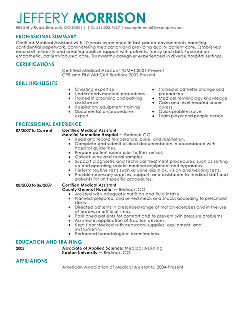 Medical assistant Resume Templates Best Medical assistant Resume Example