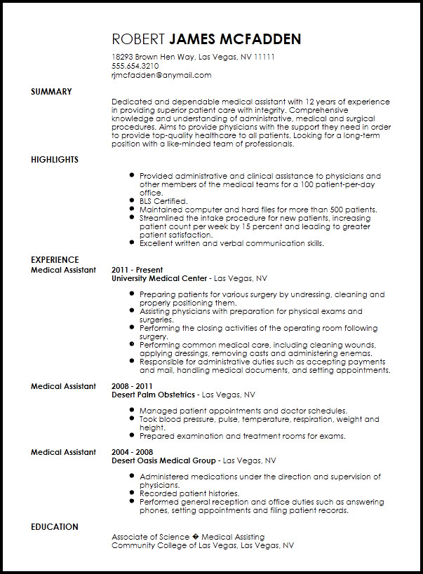 Medical assistant Resume Templates Free Traditional Medical assistant Resume Template