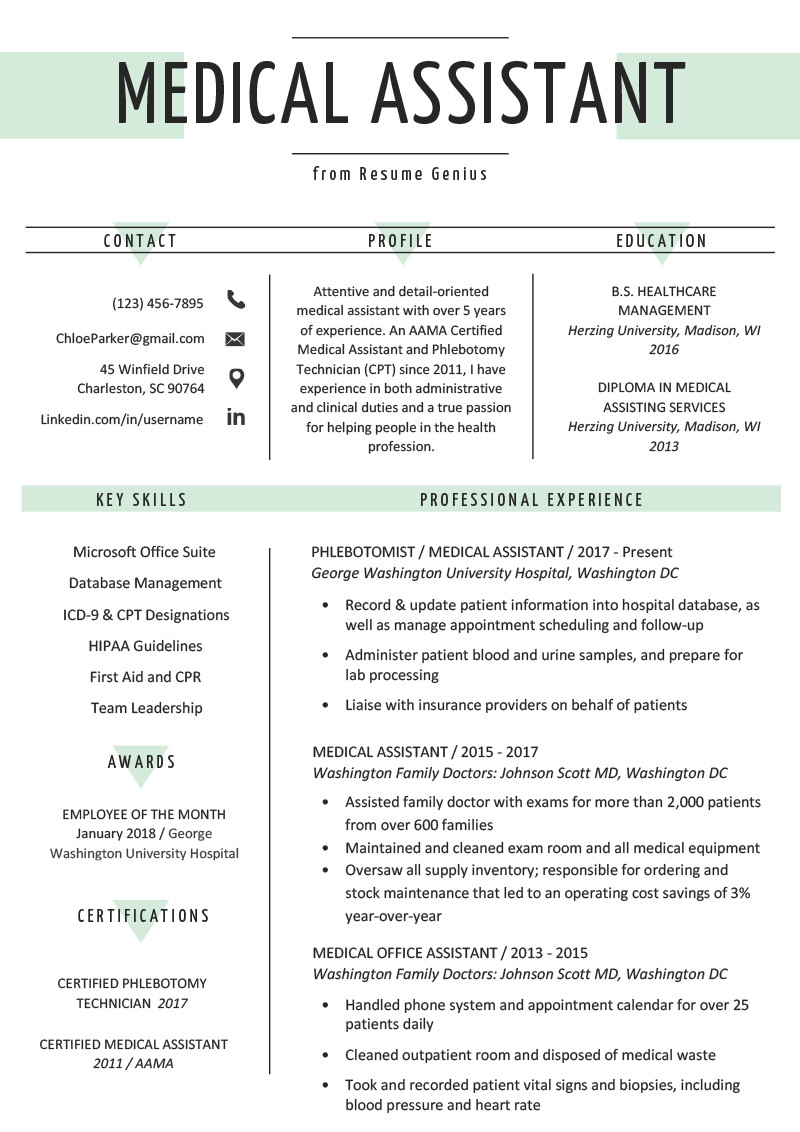 Medical assistant Resume Templates Medical assistant Resume Sample &amp; Writing Guide