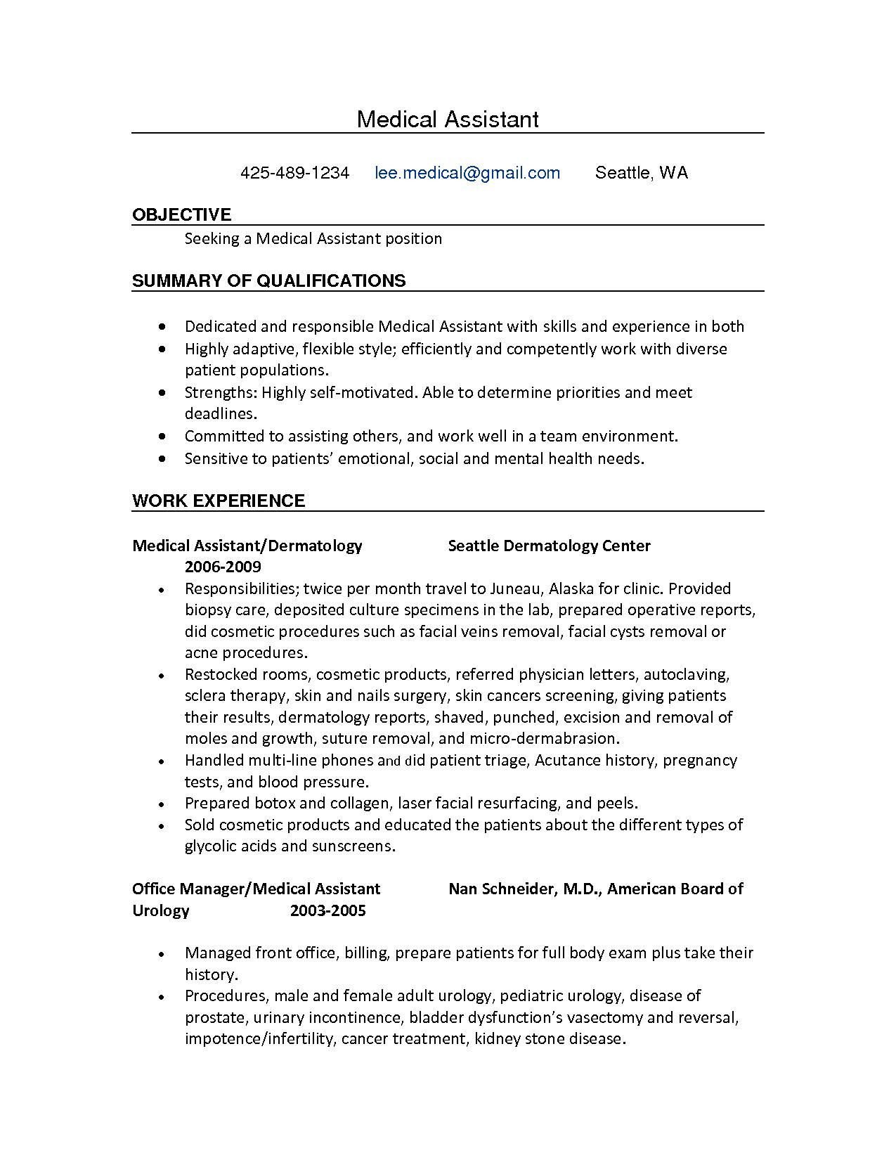 Medical assistant Resume Templates Resume Templates