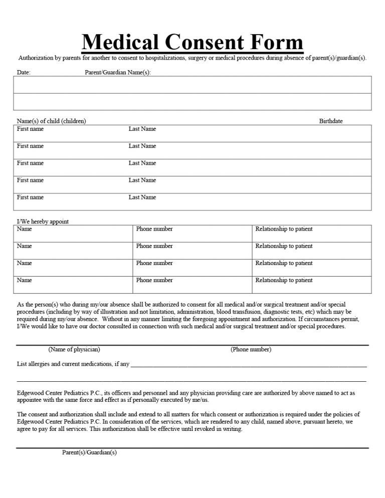 Medical Consent form Template 45 Medical Consent forms Free Printable Templates