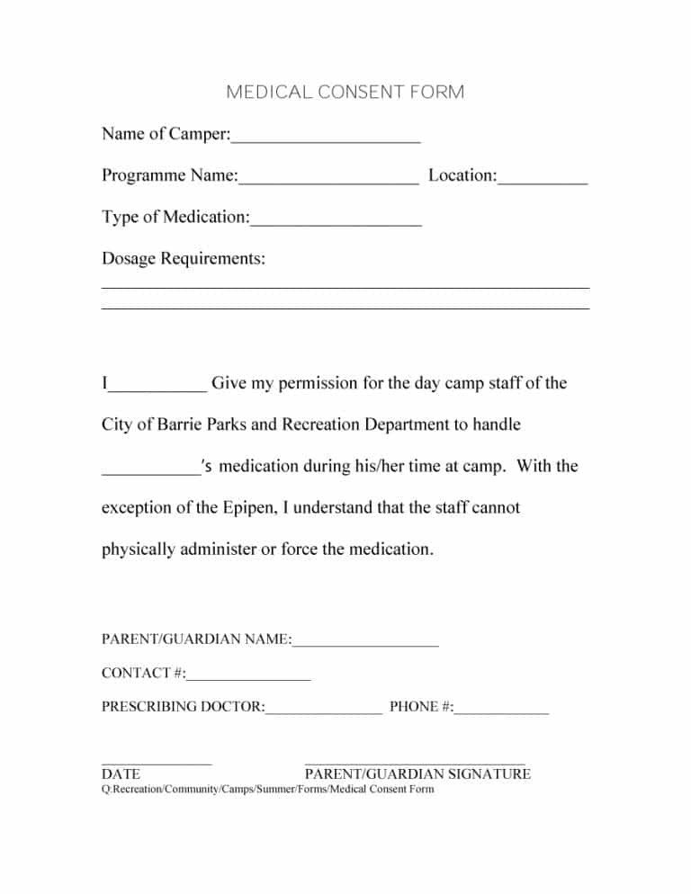 Medical Consent form Template 45 Medical Consent forms Free Printable Templates