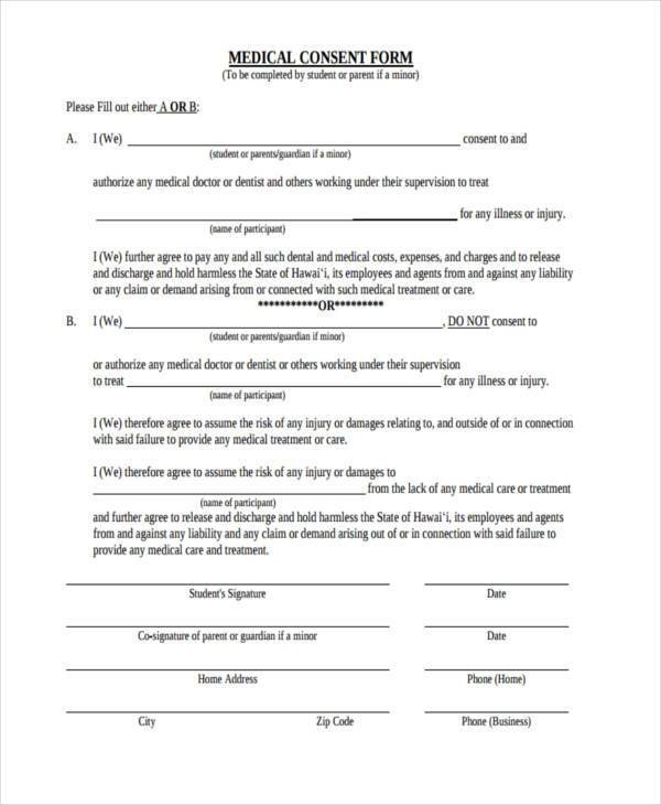 Medical Consent form Template Consent form Templates