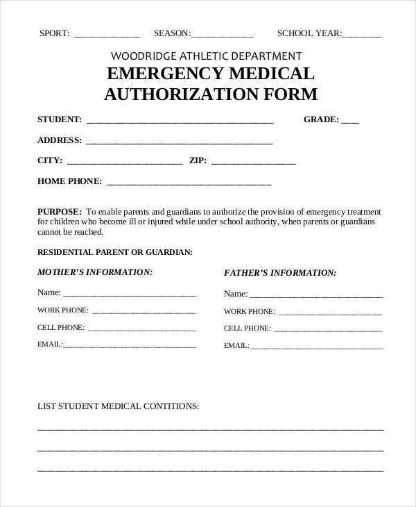 Medical Consent form Template Medical Authorization form