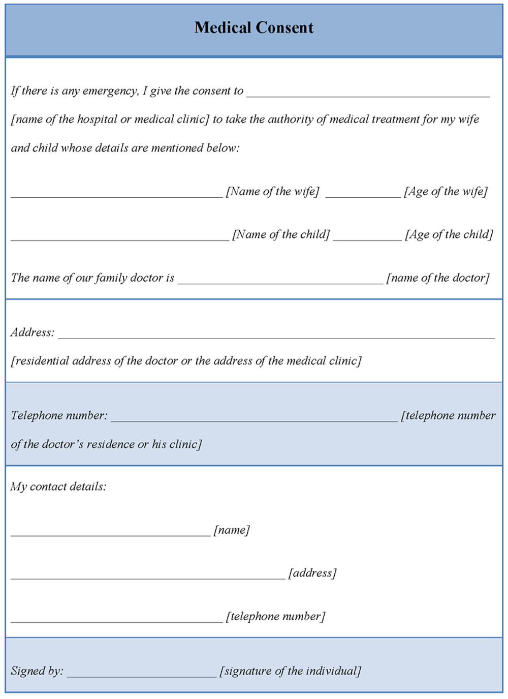 Medical Consent form Template Medical Template for Consent form Example Of Medical