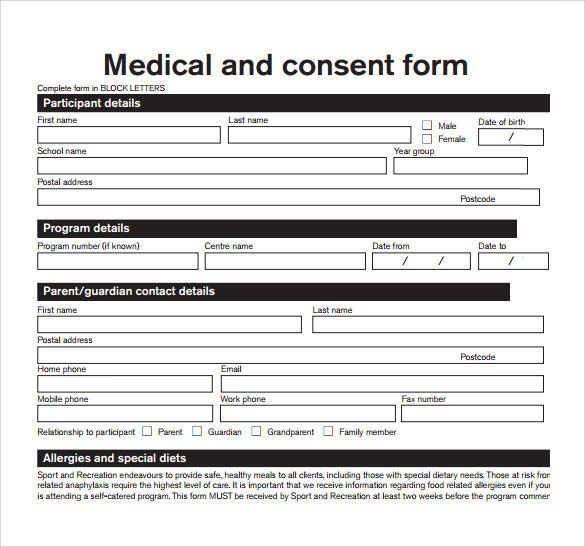 Medical Consent form Template Sample Medical Consent form 13 Free Documents In Pdf