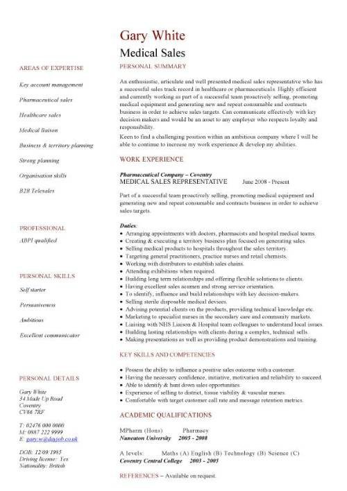 Medical Curriculum Vitae Templates Medical Sales Cv Sample Marketing Resume How to Write A