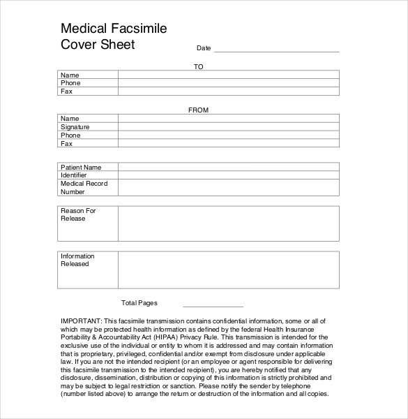 Medical Fax Cover Sheets 10 Fax Cover Sheet Templates Free Sample Example