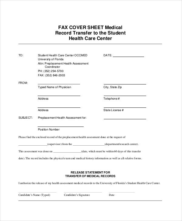 Medical Fax Cover Sheets Sample Generic Fax Cover Sheets 8 Documents In Pdf Word