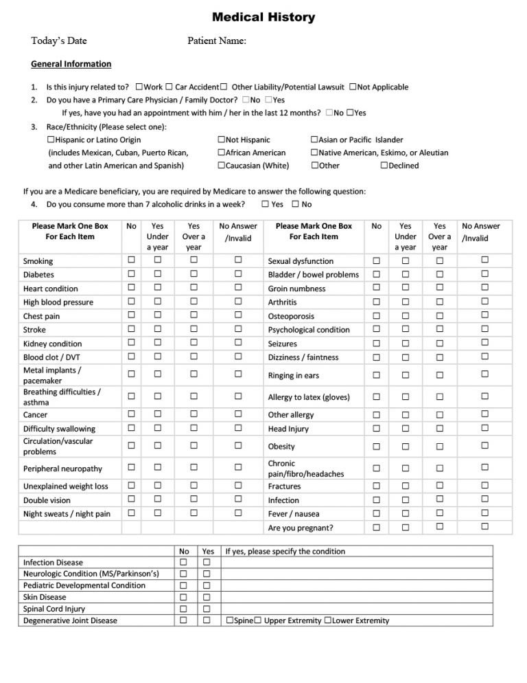 Medical History form Printable 67 Medical History forms [word Pdf] Printable Templates
