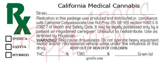 Medical Marijuana Label Template California Medical Cannabis Rx Label Download by Gcpkg On Etsy