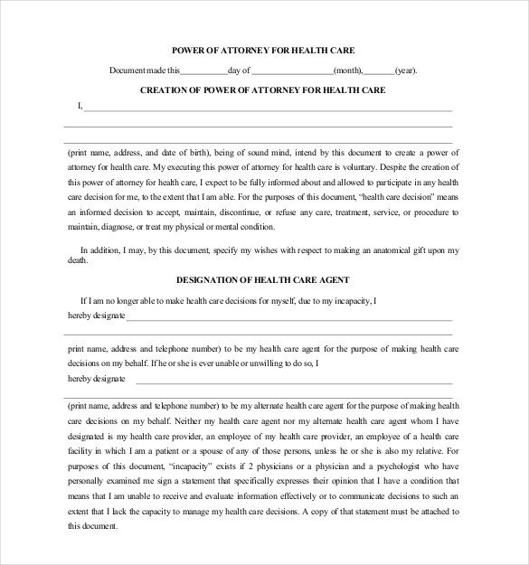 Medical Power Of attorney Template 18 Power Of attorney Templates Pdf Doc