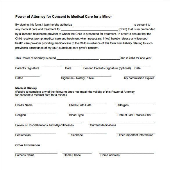 Medical Power Of attorney Template Sample Medical Power Of attorney form 10 Free Documents