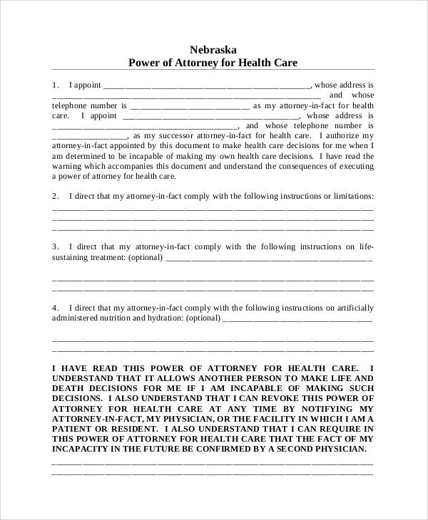 Medical Power Of attorney Template Sample Medical Power Of attorney form 8 Examples In