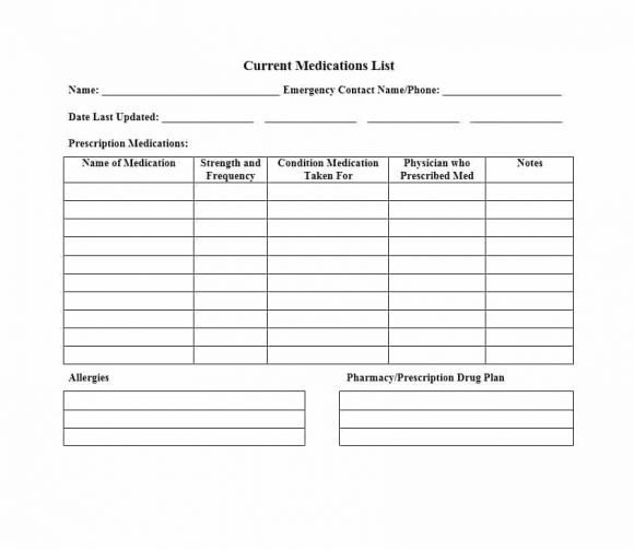 Medical Problem List Template 58 Medication List Templates for Any Patient [word Excel