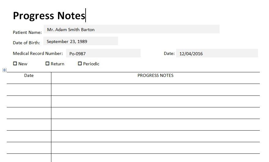 Medical Progress Notes Template Patient Medical Progress Notes Template Word Excel Tmp