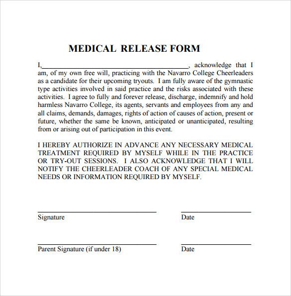 Medical Release form Templates Sample Medical Release form 10 Free Documents In Pdf Word