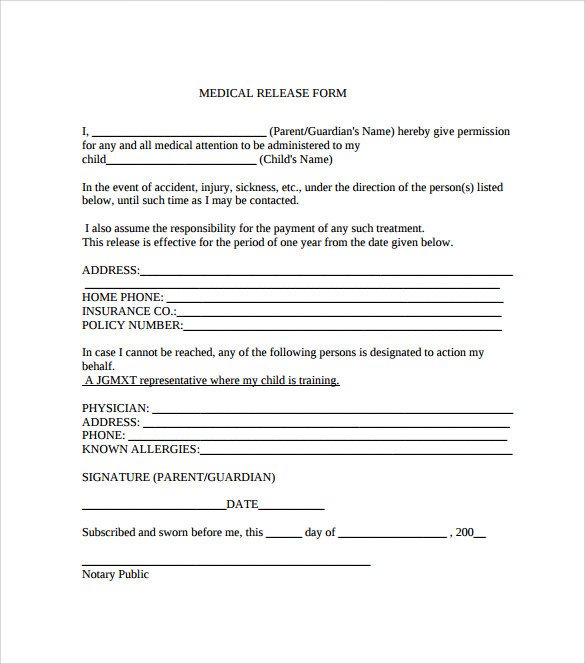 Medical Release form Templates Sample Medical Release form 10 Free Documents In Pdf Word