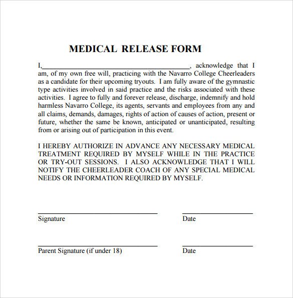 Medical Release forms Template Sample Medical Release form 10 Free Documents In Pdf Word