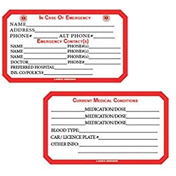 Medical Wallet Card Template Amazon Emergency Medical and Personal Information