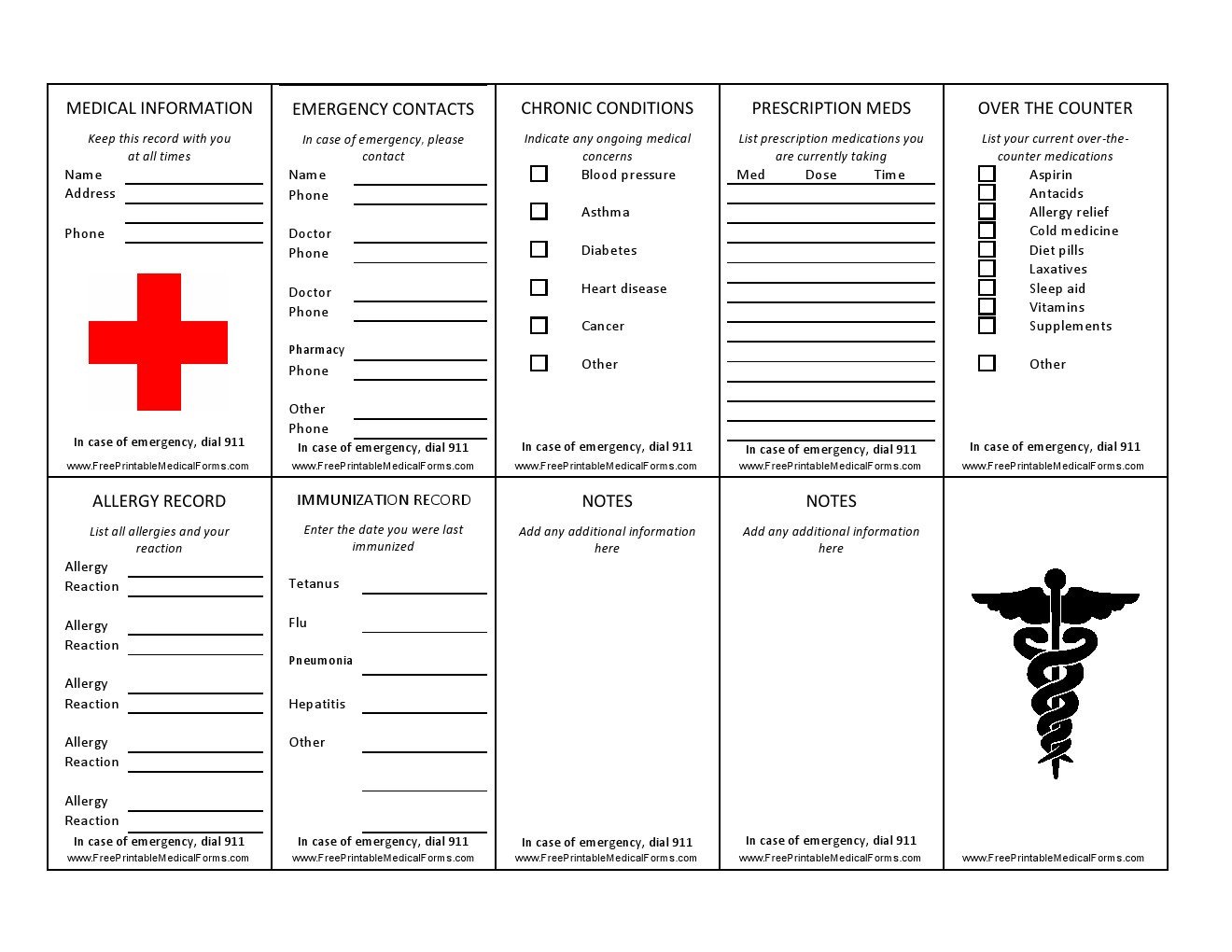 Medical Wallet Card Template Free Wallet Sized Medical Information Card